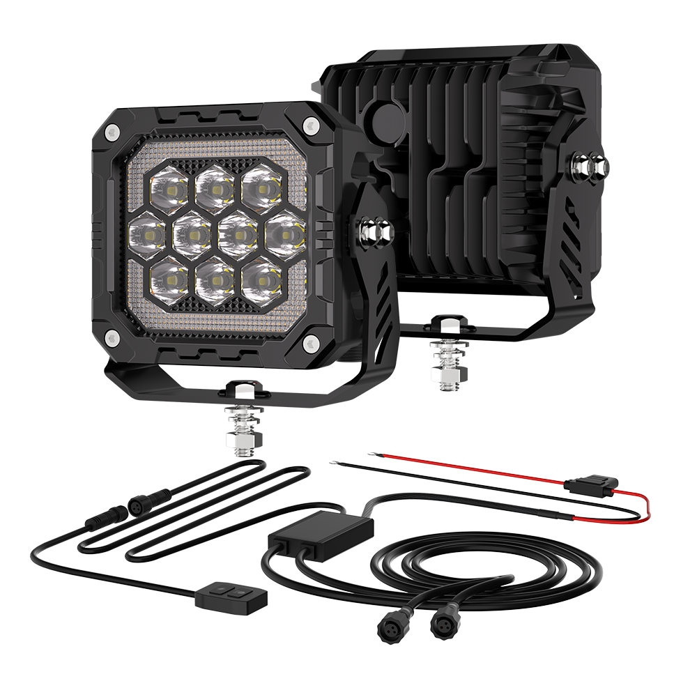 4-Inch 10-Lens LED Spot Light Kit with Surround DRL 2